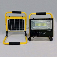 100W Battery or Solar Powered LED Floodlight Work Light on Stand Chargeable Portable Foldable Waterproof IP65